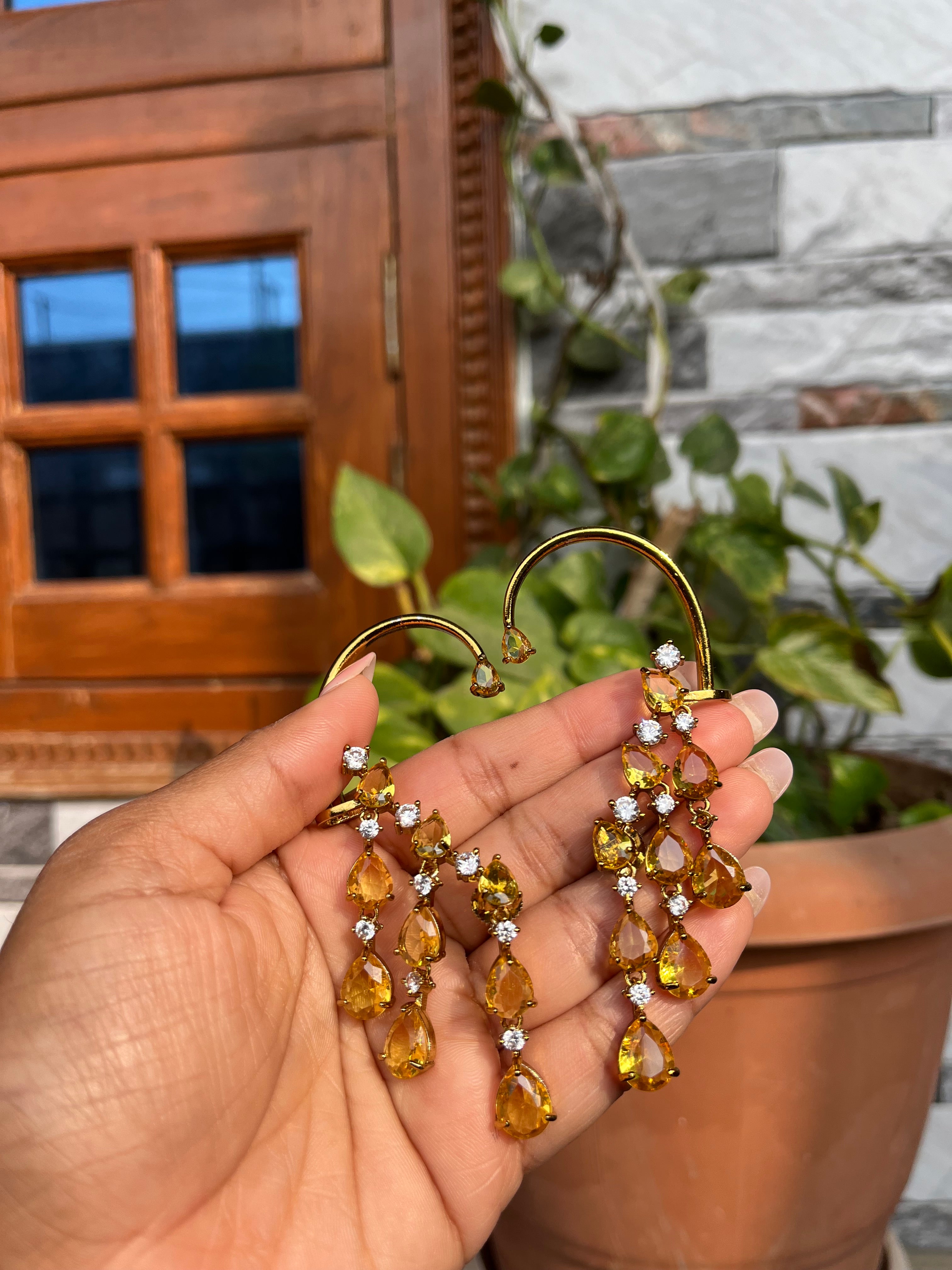 Golden statement earrings