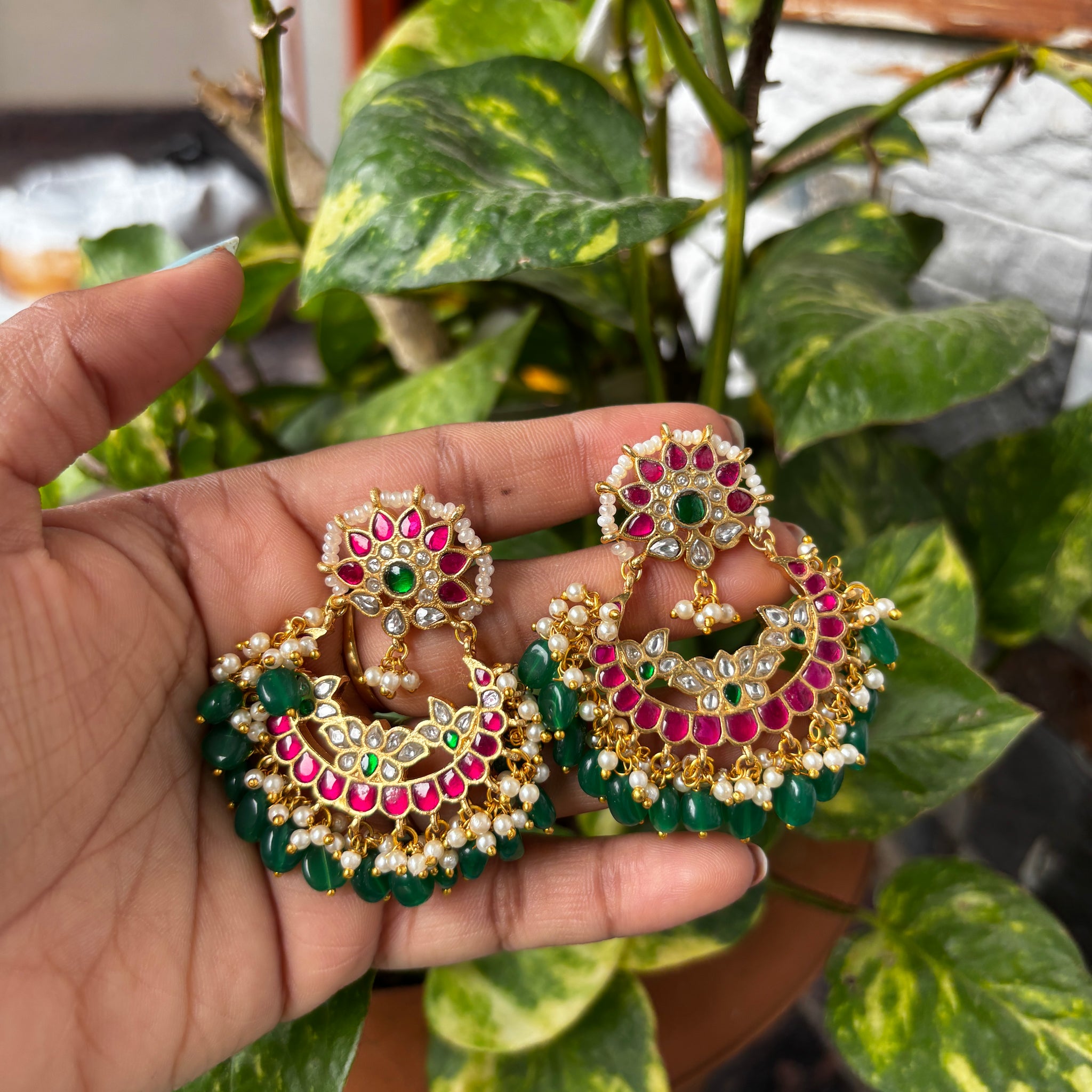 Jadau kundan Chandbali