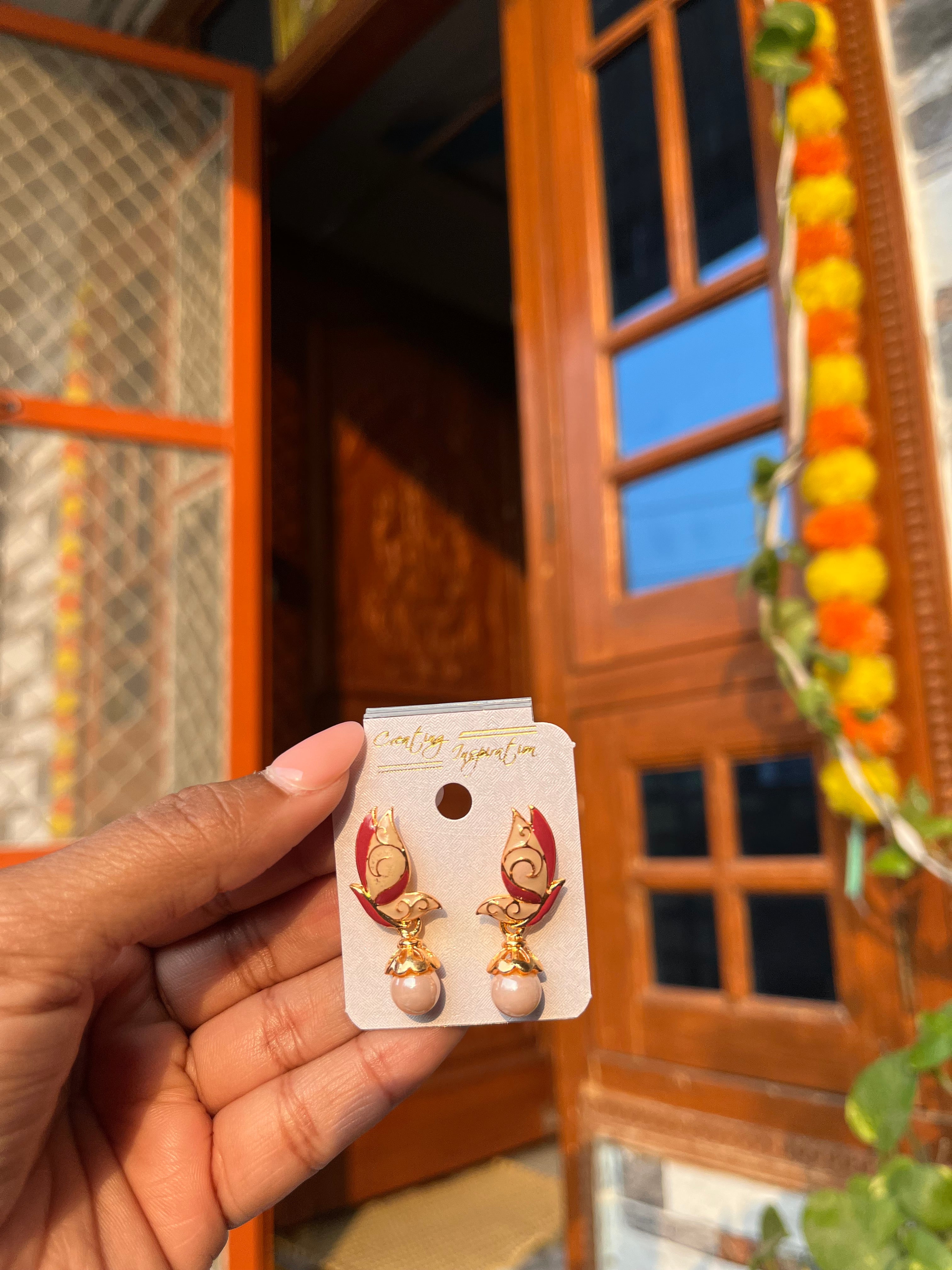 Meenakari statement earrings