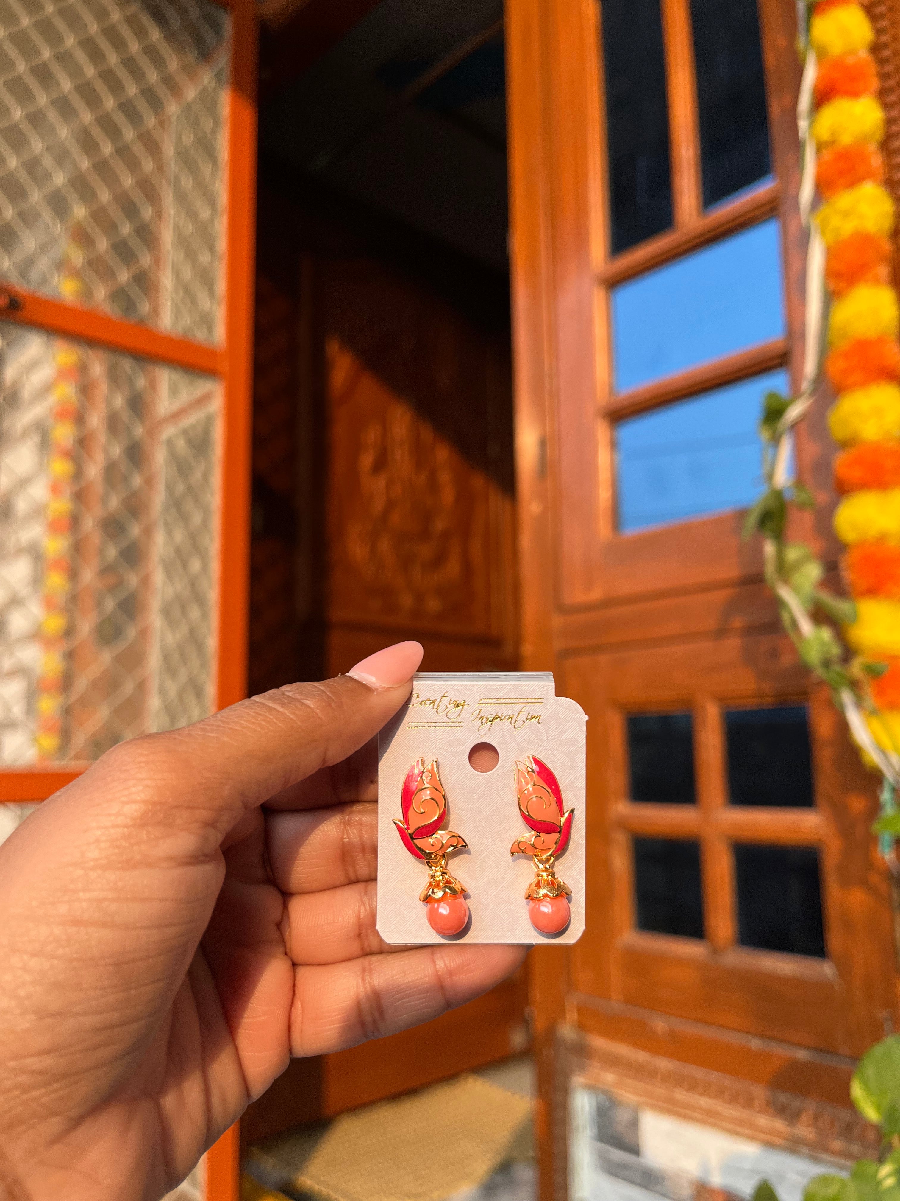 Meenakari statement earrings