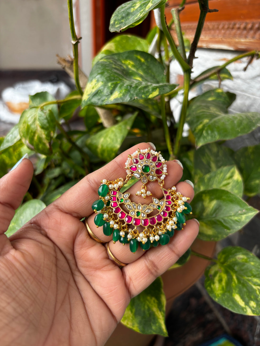 Jadau kundan Chandbali