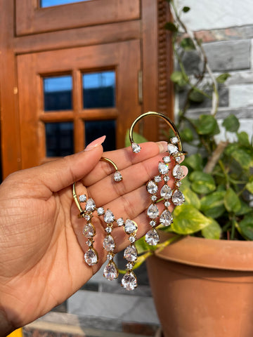 White statement earrings