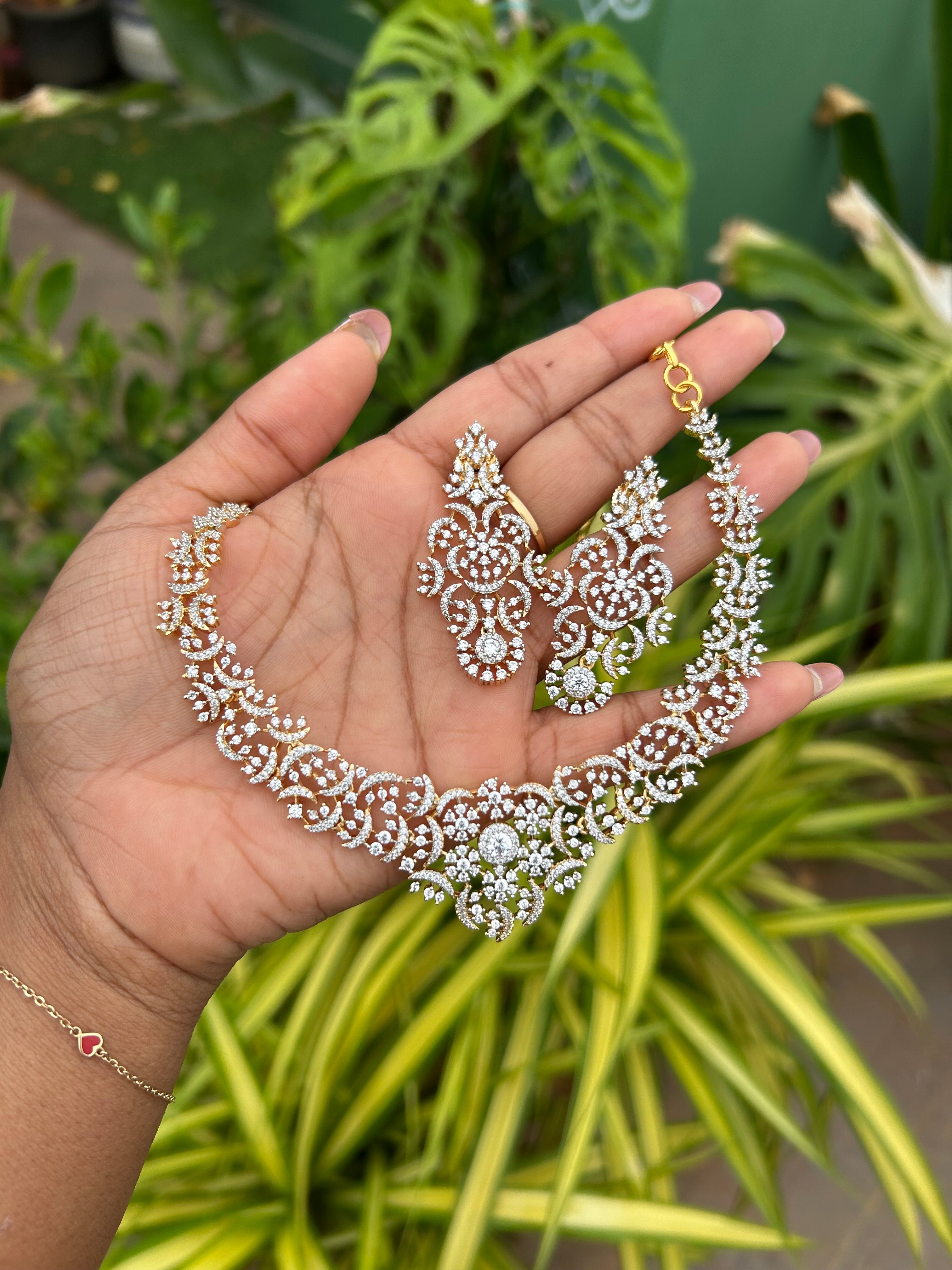 Aksha ( A premium diamond look a like) neckset