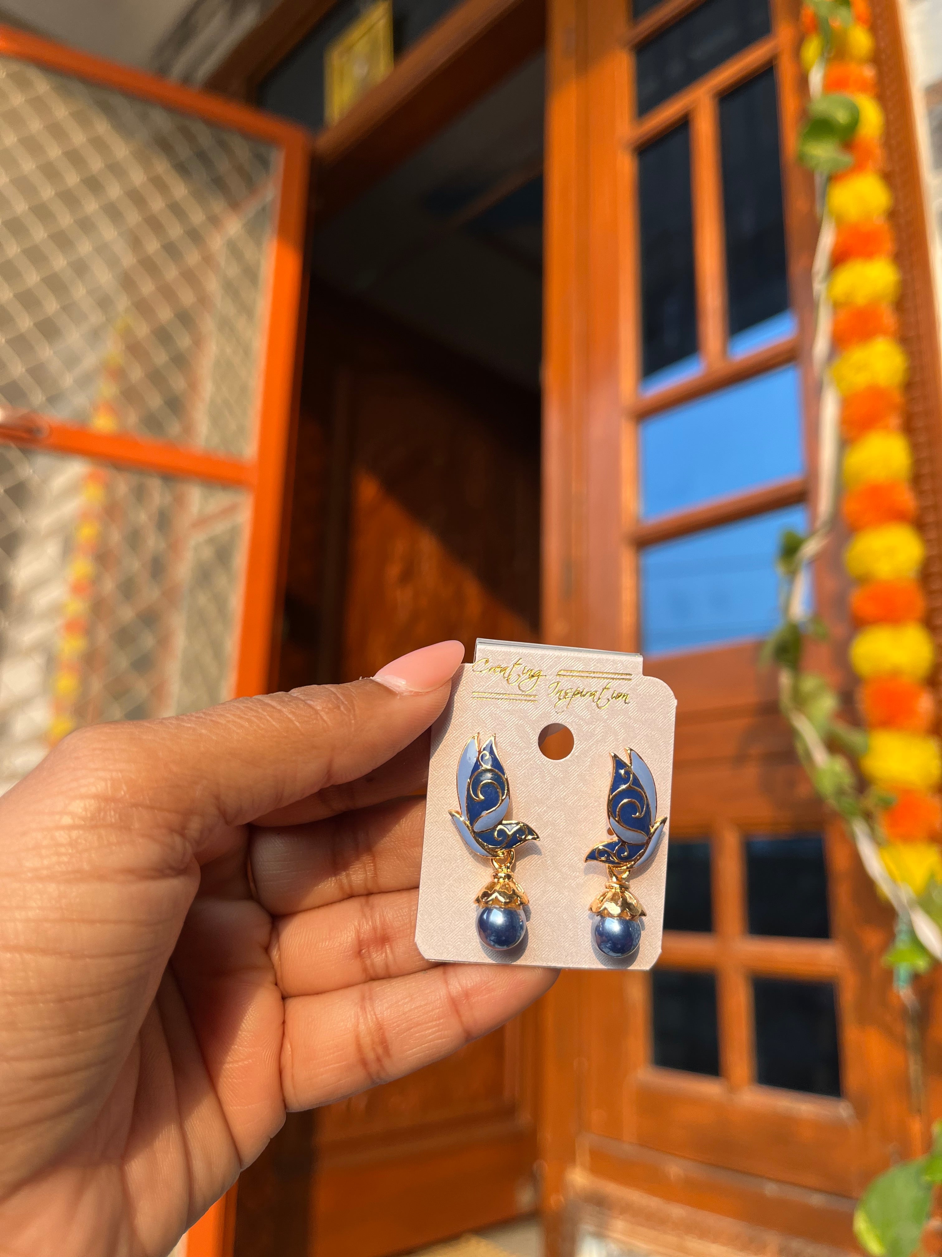 Meenakari statement earrings