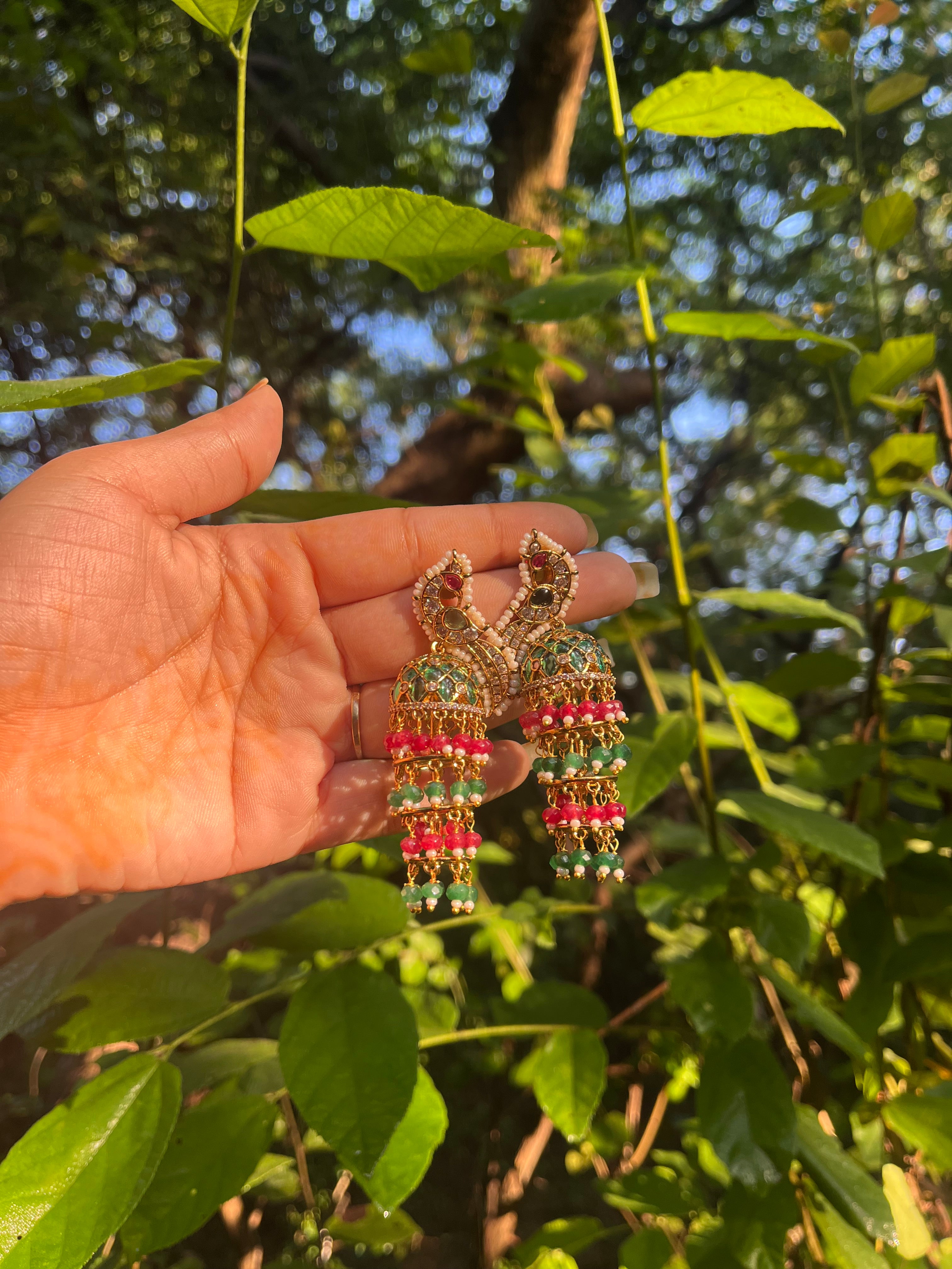 Unique peacock earrings