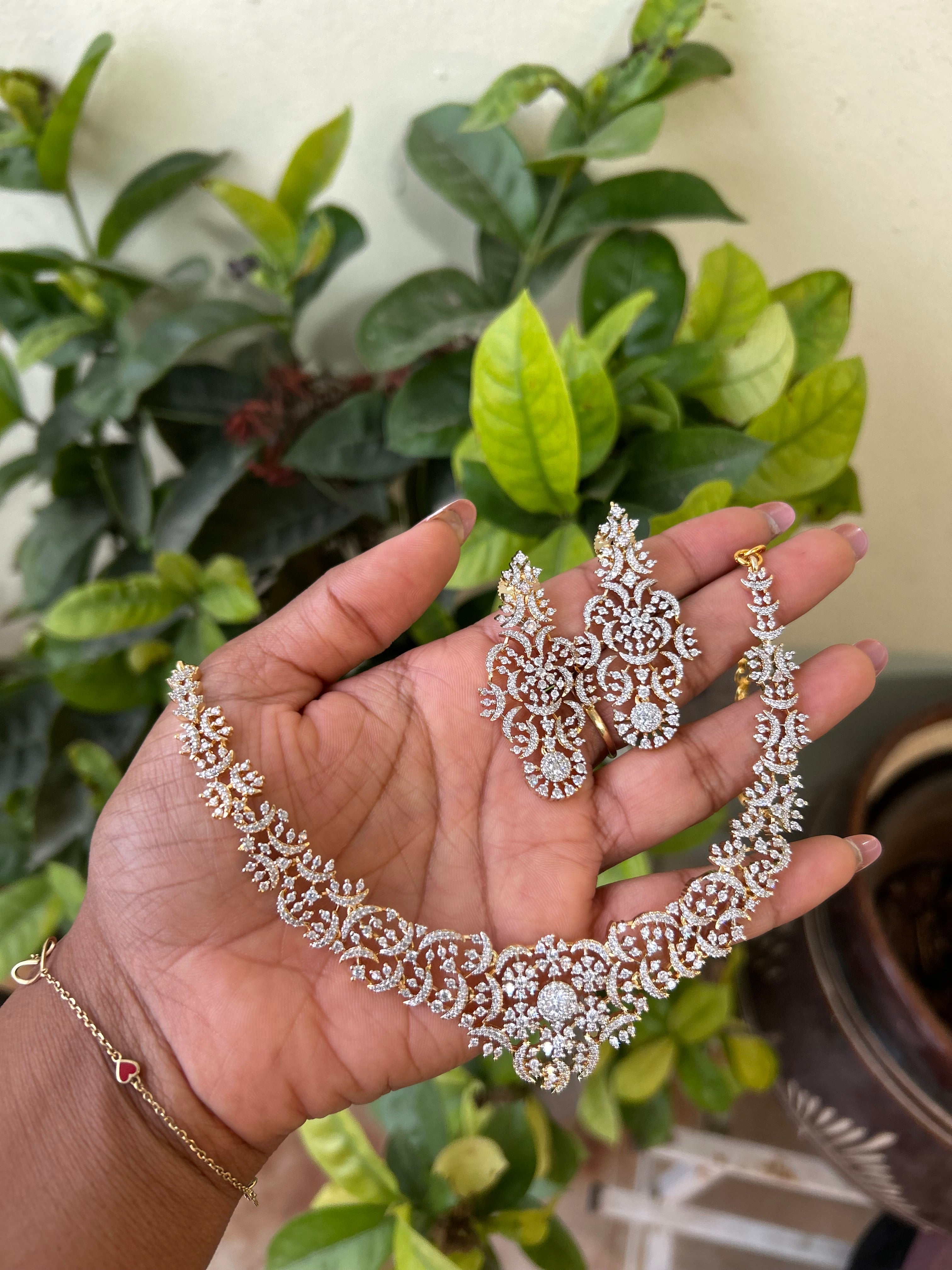 Aksha ( A premium diamond look a like) neckset